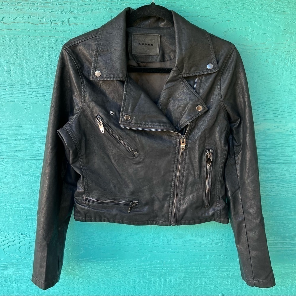 BLANK NYC VEGAN LEATHER MOTO JACKET SIZE MEDIUM EUC - Picture 4 of 10